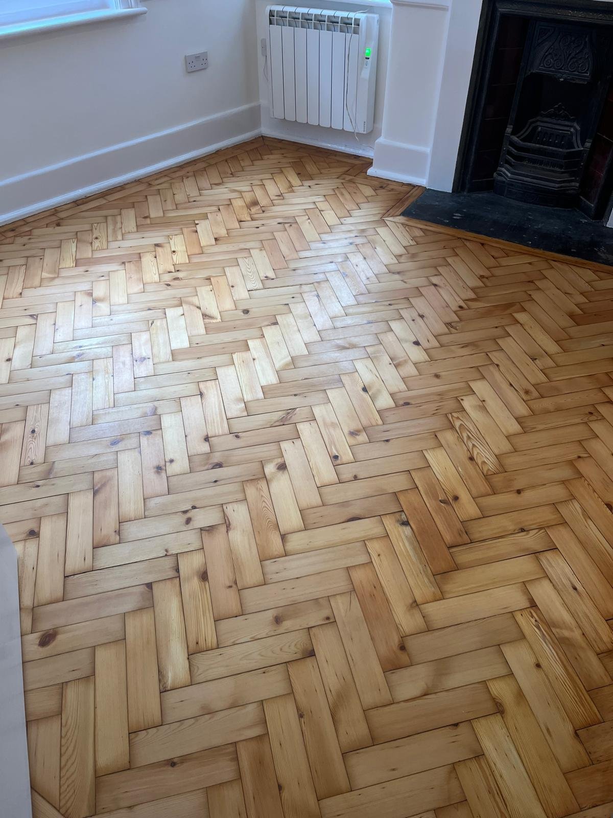 Pine parquet restoration in Orpington