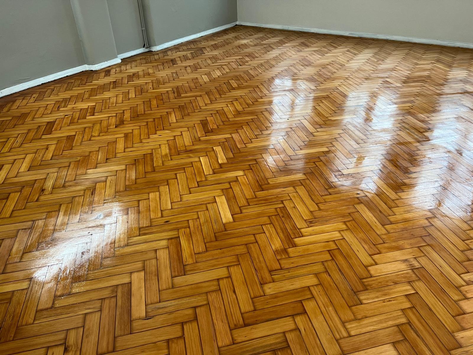 Herringbone parquet restoration in Bromley