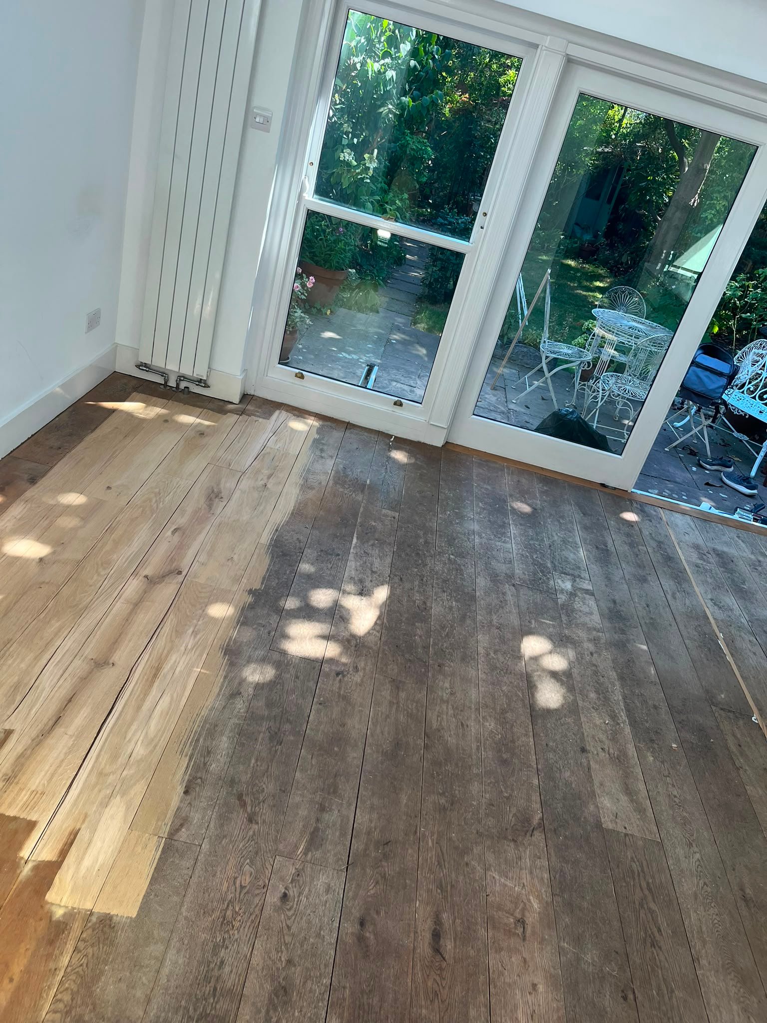 New oak floor fitted over old boards