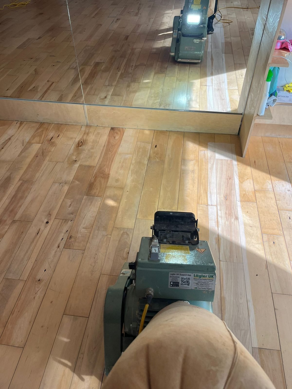 Floor sanding in progress
