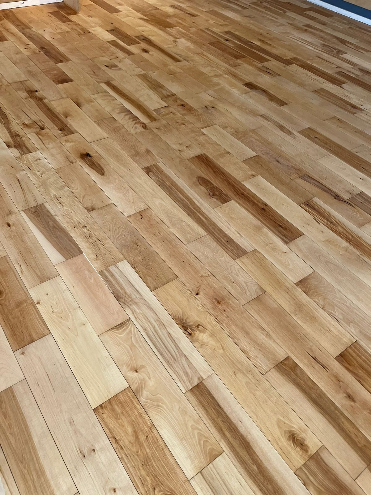 Wide oak plank floor after fitting